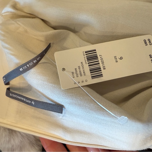 NWT Anthropologie Maya Faux Leather Cream Ruched Mini Dress Size:6 Ivory - Picture 8 of 9